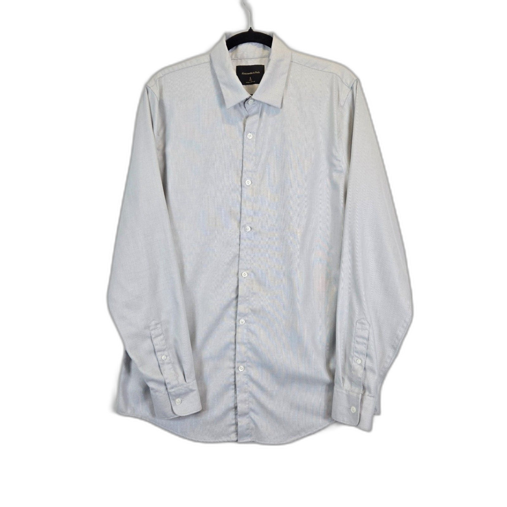 Abercrombie & Fitch Mens Long Sleeve Button Down Office Dress Shirt Sz LT - Grey